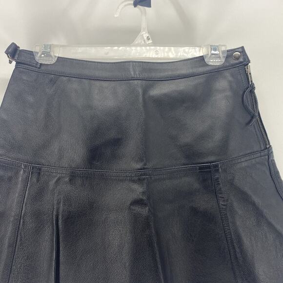 Vintage Newport News leather min skirt flare black avant-garde grunge chic biker - Picture 4 of 11